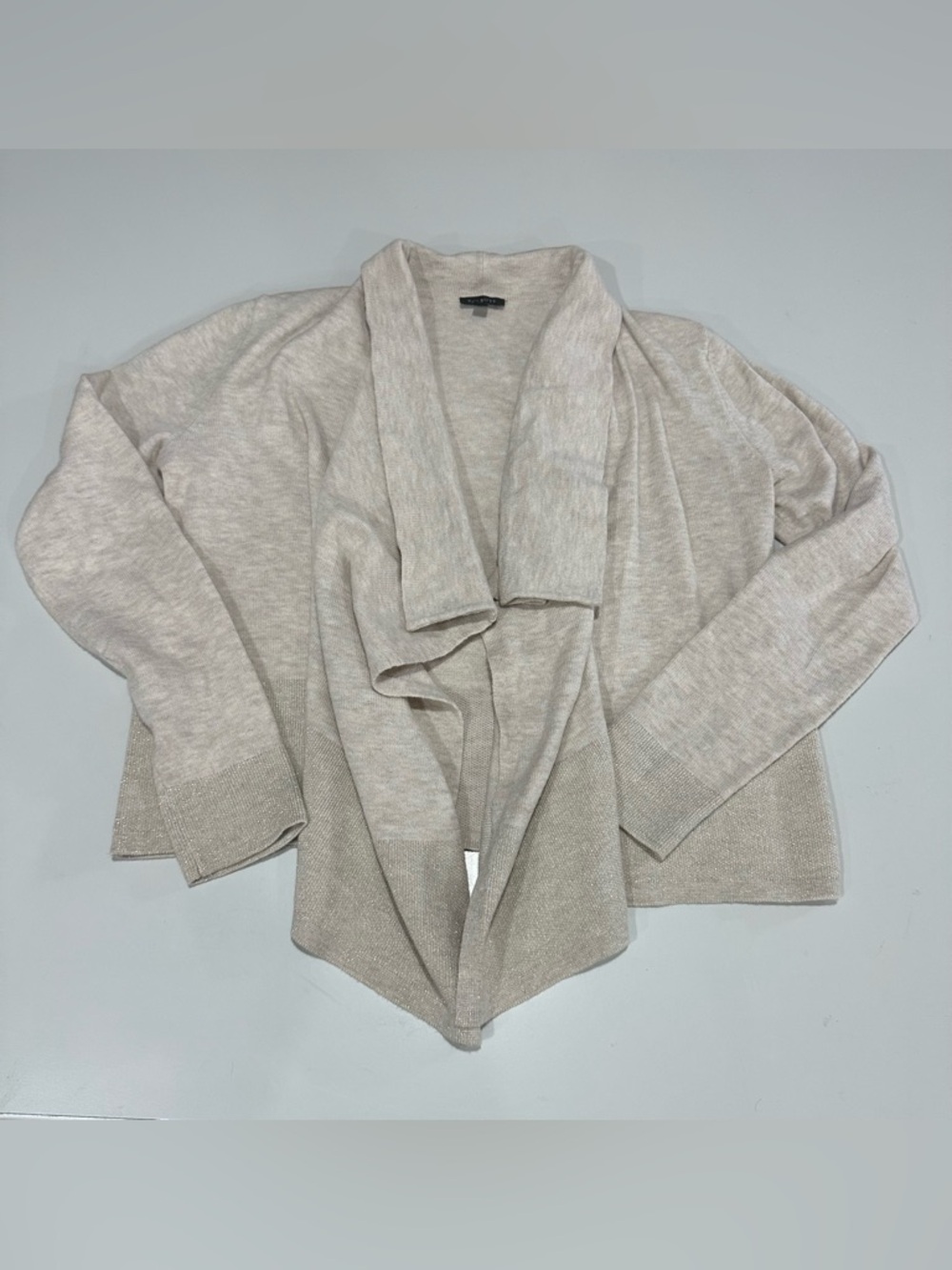 Talbots Neutral Taupe Open-Front Draped Cardigan